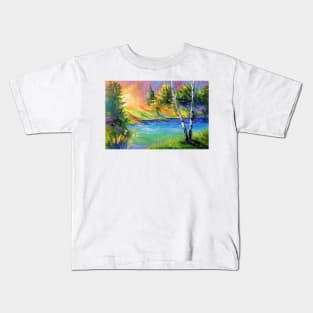 Two birches at dawn Kids T-Shirt